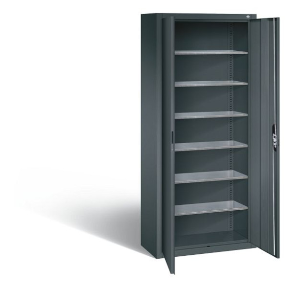 C+P Magazinschrank Serie 13, H1690xB700xT300mm, Farbe: Anthrazitgrau, Muldengriff, 133413-20 S10186
