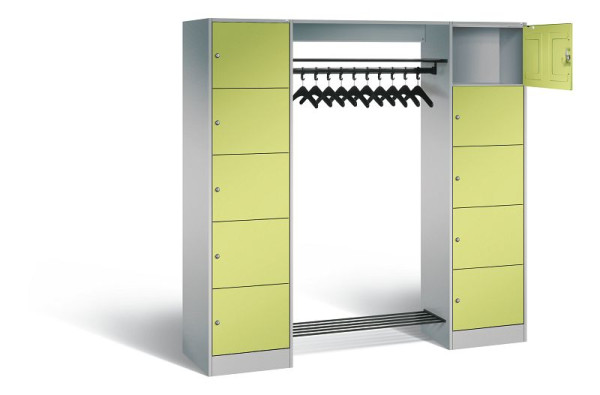 C+P Offene Garderobe Serie 8070, H1950xB1870xT480mm, Farbe: Weißalu / Viridingrün, 82710-00 S10365