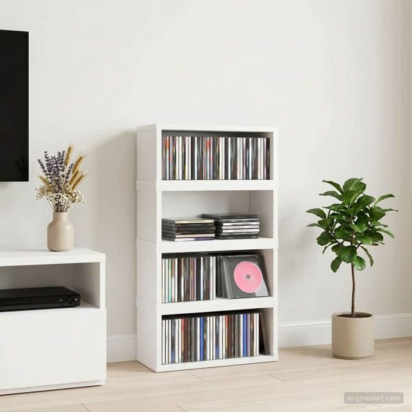 vidaXL CD Aufbewahrungsregal 4-teilig Weiß 40 x 17 x 17 cm Holzwerkstoff, 8012708