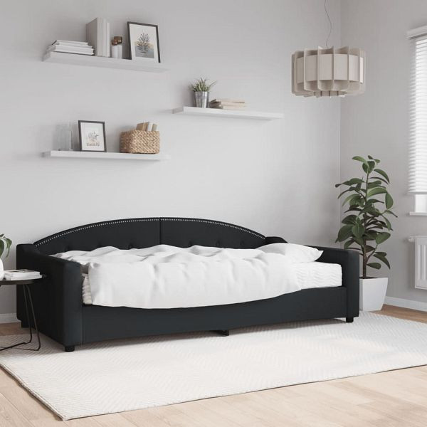 vidaXL Tagesbett mit Matratze Schwarz 100x200 cm Stoff, 3197519