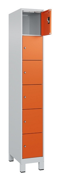 C+P Schließfachschrank Evolo PLUS, mit Füßen, 6 Fächer, 1950x300x500mm, 7035/20, 049010-106 S10002