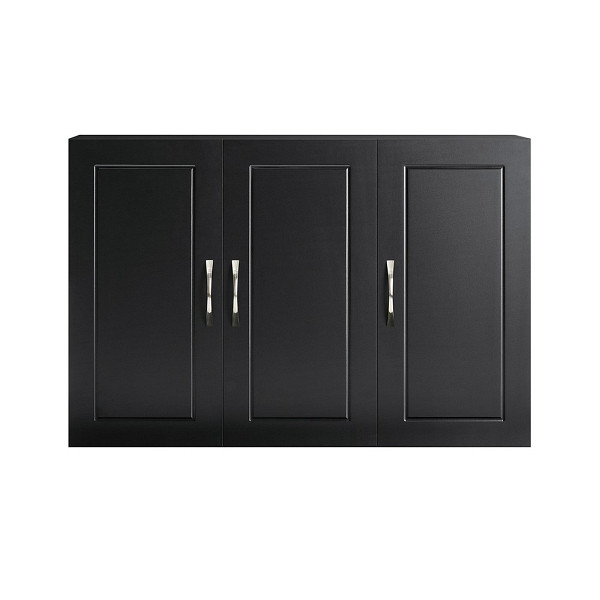 SoBuy Hängeschrank mit 3 Türen Schwarz 90x30x60 cm, Modern, FRG231-L-SCH