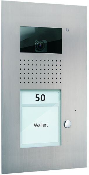 TCS Video Außenstation Serie AVU mit 1 Klingeltaste (rechtsbündig), 1-spaltig, UP Edelstahl, AVU14010-0030