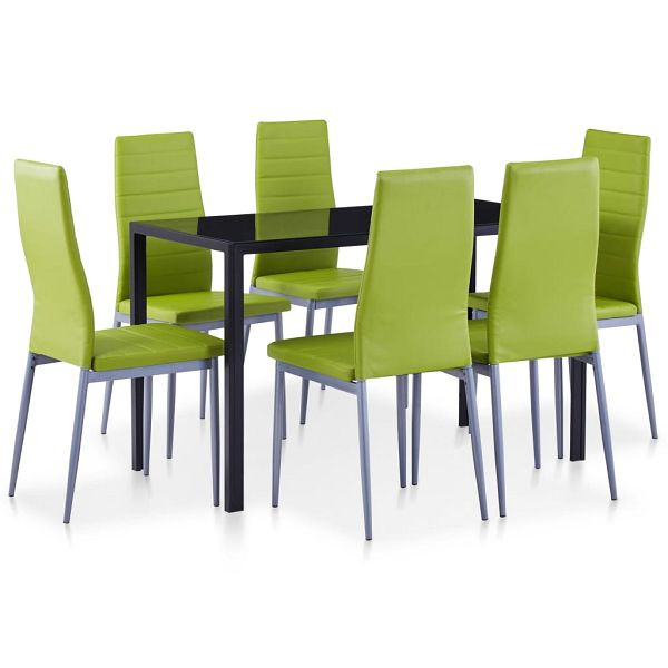 vidaXL 7-tlg. Essgruppe Grün, gehärtetes Glas, Eisen, 281706