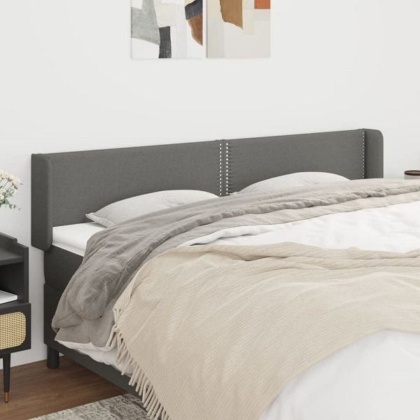 vidaXL Kopfteil mit Ohren Dunkelgrau 183x16x78/88 cm Stoff, 3118643