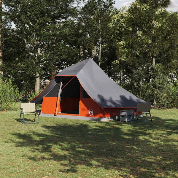 vidaXL Familien-Tipi-Zelt mit Dach Grau und Orange 364 x 281 x 257 cm, 42000974