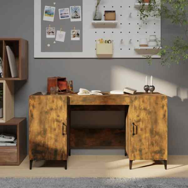 vidaXL Schreibtisch Räuchereiche 140x50x75 cm Holzwerkstoff, 817552