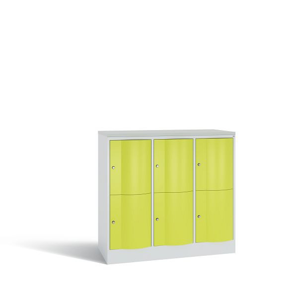 C+P Schließfachschrank, 6 Fächer,H1077xB1148xT540mm,Grau/Viridingrün/DBSHellgrau, 8472-372 S10045