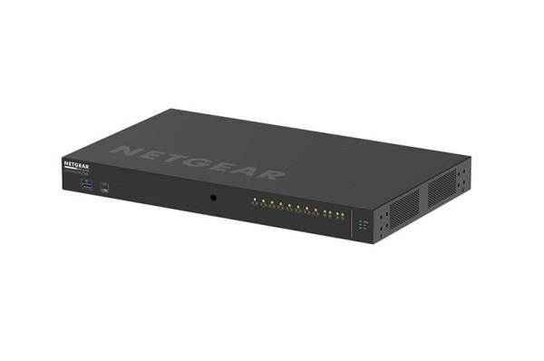 Netgear Managed AV Switch, 8x 1Gbit (RJ45 PoE+), 2x 1GBit (RJ45), 2x 10GBit (SFP), 240W PoE+, GSM4212PX-100EUS