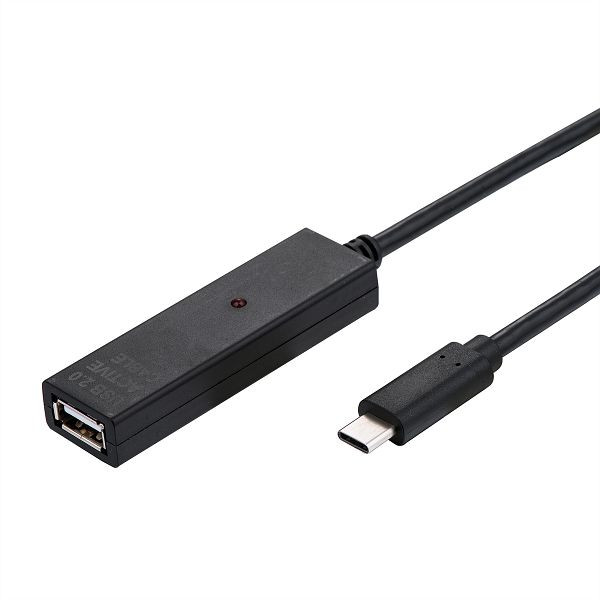 VALUE USB 2.0 Verlängerung, aktiv, mit Repeater, A-C, schwarz, 10 m, 12.99.1112