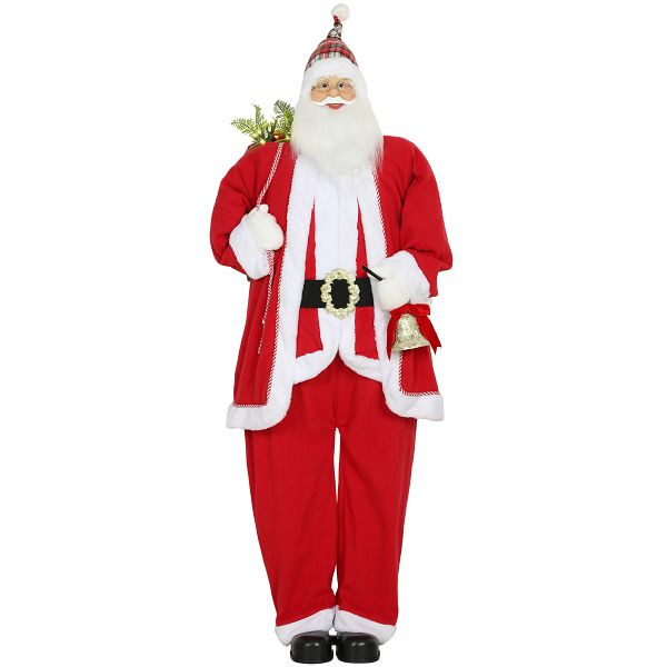 HOMCOM Weihnachtsmann 1,6 m stehende Weihnachtsmann mit Geschenk- und Weihnachtsglocken Soundfunktion, 83C-107V00RD