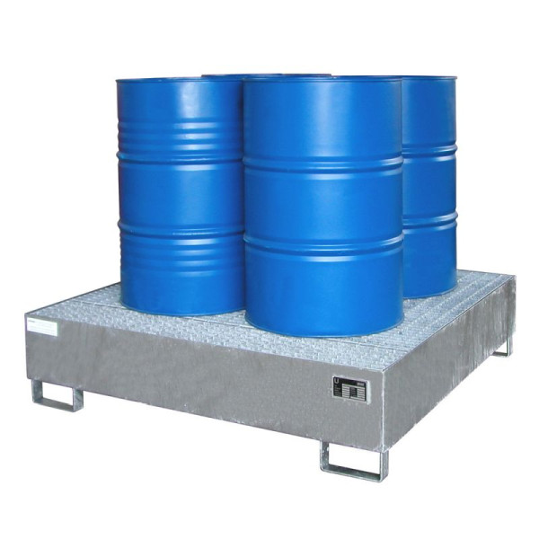 STEIN HGS Auffangwanne AW, 450 Liter, ohne Farbe, feuerverzinkt, Höhe 355 mm, feuerverzinkt, 4 x 200 Liter Fass, 79185.0030