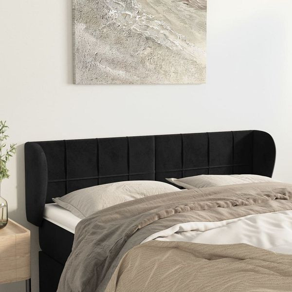vidaXL Kopfteil mit Ohren Schwarz 147x23x78/88 cm Samt, 3117194