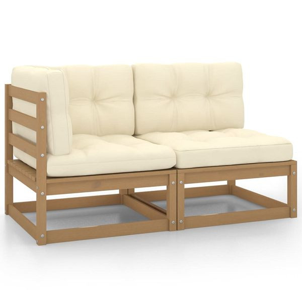 vidaXL 2teilig Garten-Lounge-Set mit Kissen Honigbraun Massivholz Kiefer, 805748