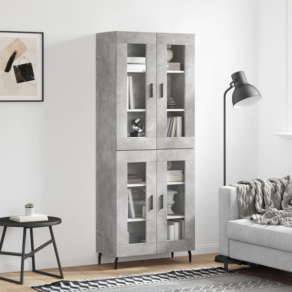 vidaXL Highboard Betongrau 69,5x34x180 cm Holzwerkstoff, 3198293