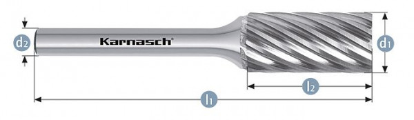 Karnasch Hartmetall-Frässtift unbeschichtet ZYA/ HP-9 d1= 3 / l2= 14 / d2= 3 / l1= 38mm, VE: 4 Stück, 114031005