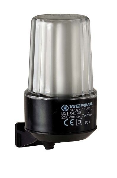 WERMA Dauerleuchte Wandmontage 12-230VAC/DC CL Gehäusefarbe schwarz- klar, 851.400.08
