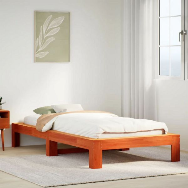 vidaXL Massivholzbett ohne Matratze Wachsbraun 75x190 cm Kiefernholz, 855342