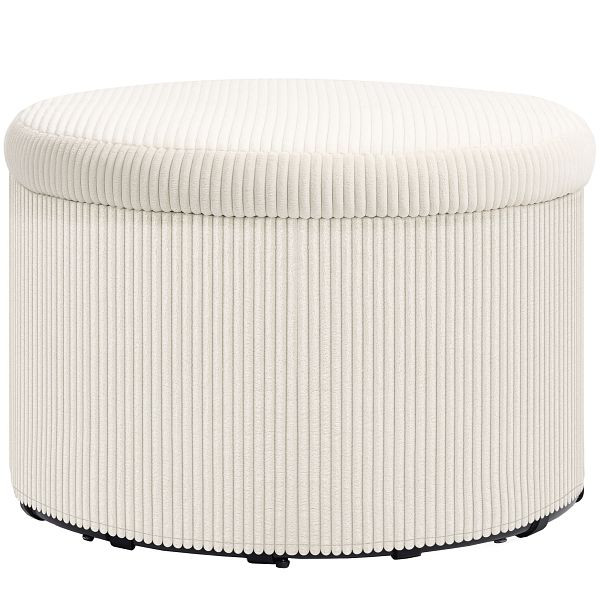 HOMCOM Fußhocker mit 97 L Stauraum, Cordstoff, Schaumstoff, Sitzhocker, Beige, 838-529V00BG