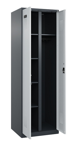 C+P Wäsche-/Garderobenspind Evolo PLUS, 2 Abteile, 1850x600x500mm, 7016/7035, Zylinderschloss, 049600-20 S10044