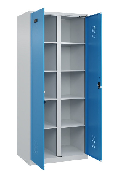C+P Wäsche-Spind Evolo PLUS, 2 Abteile, 1850x800x500mm, 7035/5012, Verschluss Zylinderschloss, 049002-22B S10034