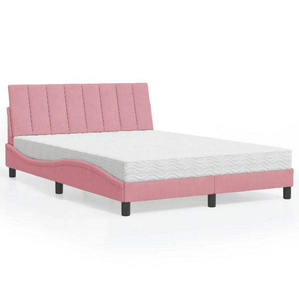 vidaXL Bett mit Matratze Rosa 120x200 cm Samt, elegant, 3208591