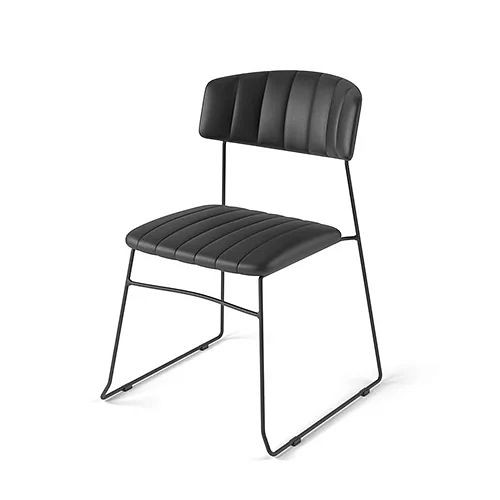 Feros Mundo Stapelstuhl Schwarz, Kunstleder gepolstert, feuerhemmend, 54x55x79cm (BxTxH), 53002