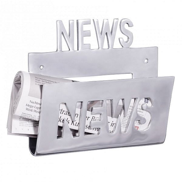 Wohnling Deko Prospekthalter NEWS für die Wand Design aus Aluminium Farbe Silbe, WL1.671
