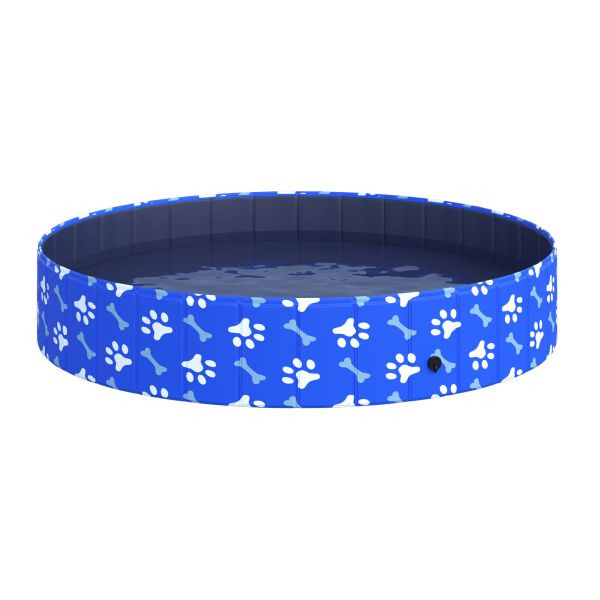 PawHut Hundebadewanne Hundepool Badewanne Swimmingpool Wasserbecken für Hunde und Katzen faltbar Ø160 x 30H cm, D01-031V04