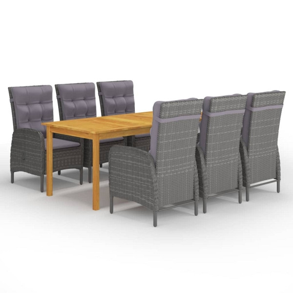 vidaXL 7-tlg. Garten-Essgruppe Grau, Massivholz, 3067867