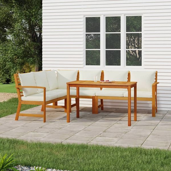 vidaXL 5-teilig Garten-Essgruppe mit Kissen Massivholz Akazie, 3154966