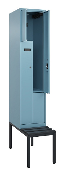 C+P Z-Spind Evolo PLUS, Bank, 2 Fächer, 2120x400x815mm, 0010/0010, Zylinderschloss, Sitzfläche Kunststoff, Sitzbank, 0490537-122 S10102