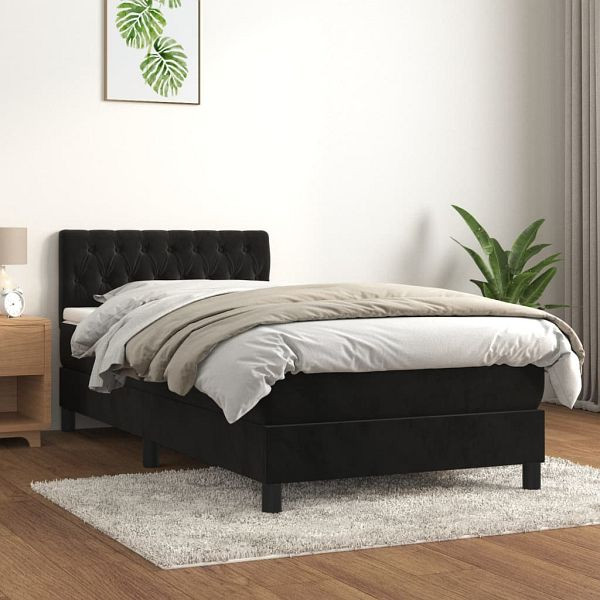 vidaXL Boxspringbett mit Matratze Schwarz 100x200 cm Samt, 3141469