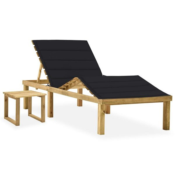 vidaXL Garten-Sonnenliege mit Tisch und Auflage Kiefer Imprägniert, 3065871
