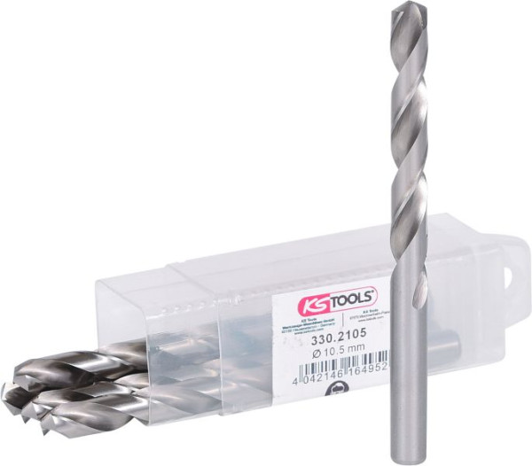 KS Tools HSS-G Spiralbohrer, 10,5mm, VE: 5 Stück, 330.2105