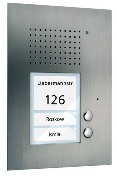 TCS Audio Außenstation Serie PUK 2 Klingeltasten (rechtsbündig), 1-spaltig, UP Edelstahl, PUK02/1-ES