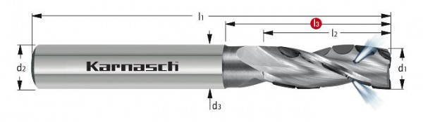 Karnasch CVD Igelfräser-Ungleichspirale mit IK d= 8,0 r=0,2 L2=15 Z = 3 Composites/Titan/Graphit, 296553080002015