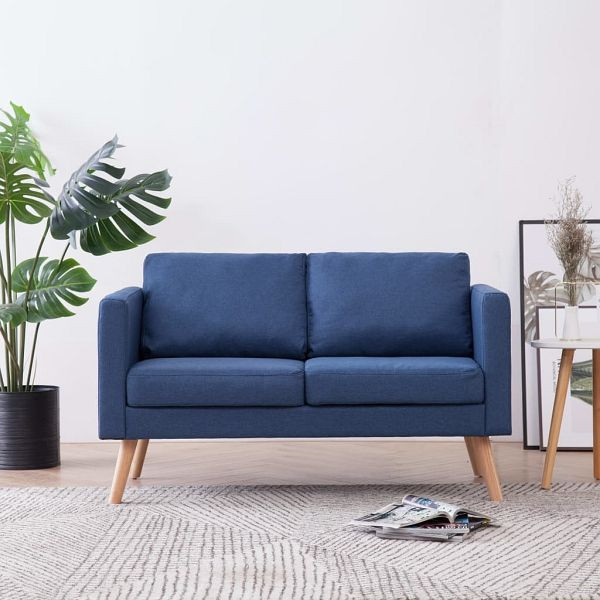 vidaXL 2-Sitzer-Sofa Stoff Blau, 281355