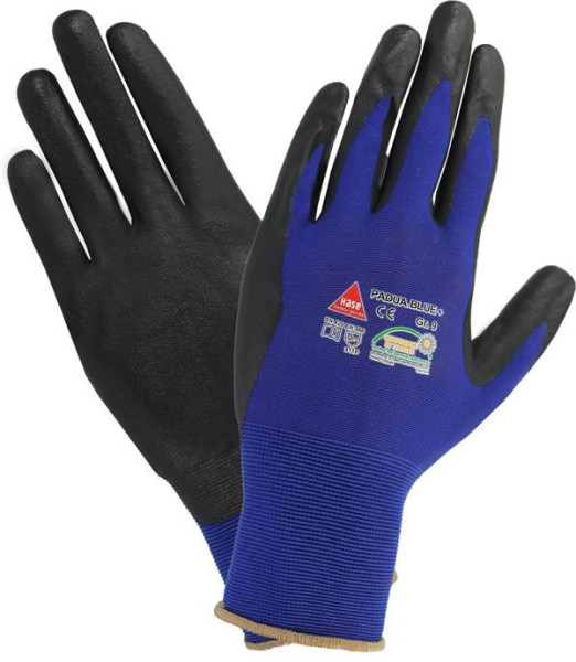 Hase Safety PADUA BLUE +, 5-Fg.-Sicherheitshandschuhe, Nylon/PU, Größe: 7, VE: 10 Paar, 508260-7