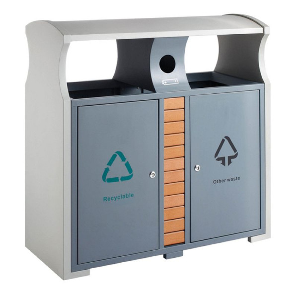 Stein HGS Recyclingstation -Recycling Simple- EKO, 78 Liter aus Stahl, feuerfest, mit Batteriefach, 23999