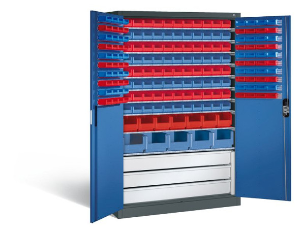 C+P Magazinschrank Acurado, H1950xB1200xT500mm, Farbe: Anthrazitgrau / Enzianblau, Muldengriff, 8931-501 S10068