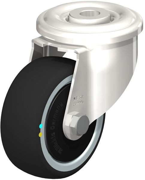 Blickle LEXR-PATH 80KD-ELS-FK Edelstahl-Lenkrolle mit Rückenloch, Thermoplastisches Polyurethan, Grau, 853696