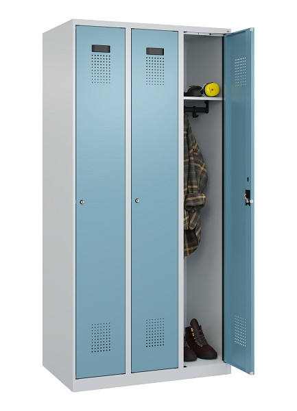 C+P Spind Evolo PLUS, 3 Abteile, 1850x900x500mm, 7035/0010, Verschluss Zylinderschloss, Ablageböden 3, 049000-30 S10036