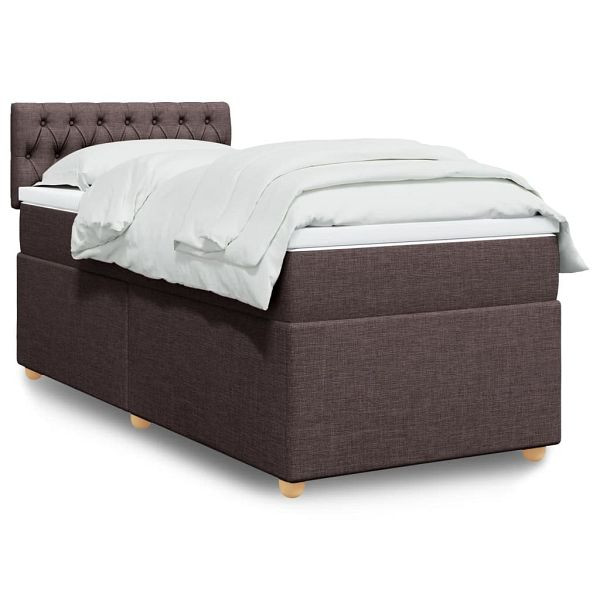 vidaXL Boxspringbett mit Matratze Dunkelbraun 100x200 cm Stoff, 3286601