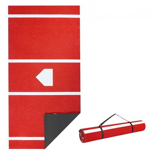 VEVOR Baseball-Schlagmatte 366x183 cm, Trainingspad mit Home Plate, Anti-Fade-Rasen, tragbare Softballmatte Outdoor, Rot, JQD12YC6YCBD74D3O001V0
