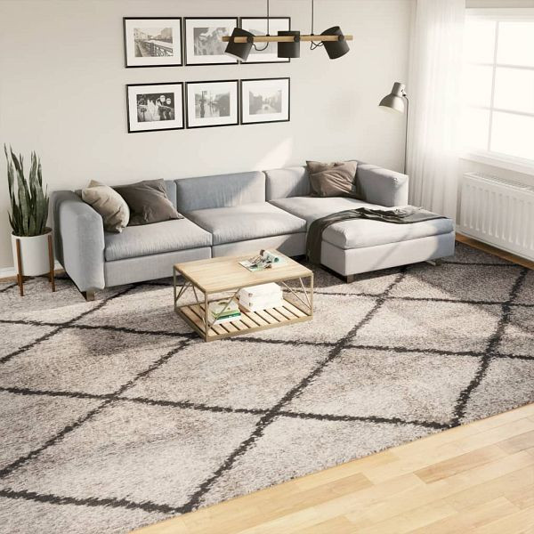 vidaXL Shaggy-Teppich Hochflor Modern Beige Anthrazit 300x400 cm, 375396