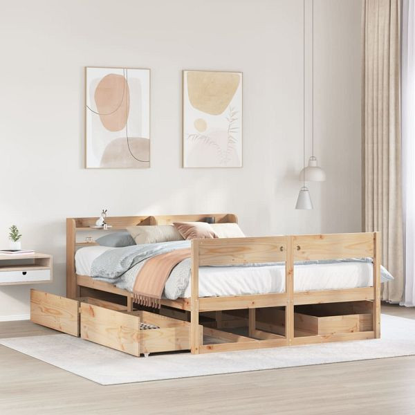 vidaXL Massivholzbett ohne Matratze 150x200 cm Kiefernholz, 3307119