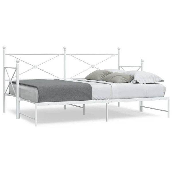 vidaXL Tagesbett Ausziehbar ohne Matratze Weiß 90x190 cm Stahl, 4104688