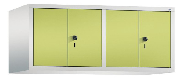 C+P Aufsatz-Garderobenschrank Evolo, 4 Abteile, H500xB1190xT500 mm, Lichtgrau/Viridingrün, 48092-40 S10033