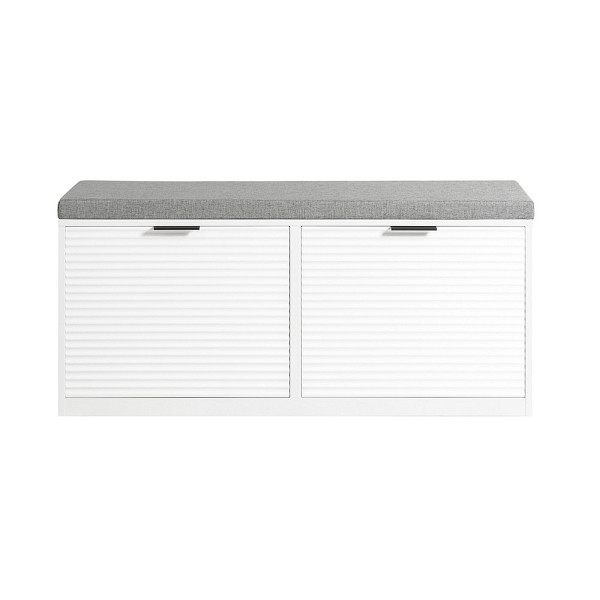 SoBuy Schuhbank mit 2 Türen Weiß 105x35x48 cm, Modern, FSR147-W